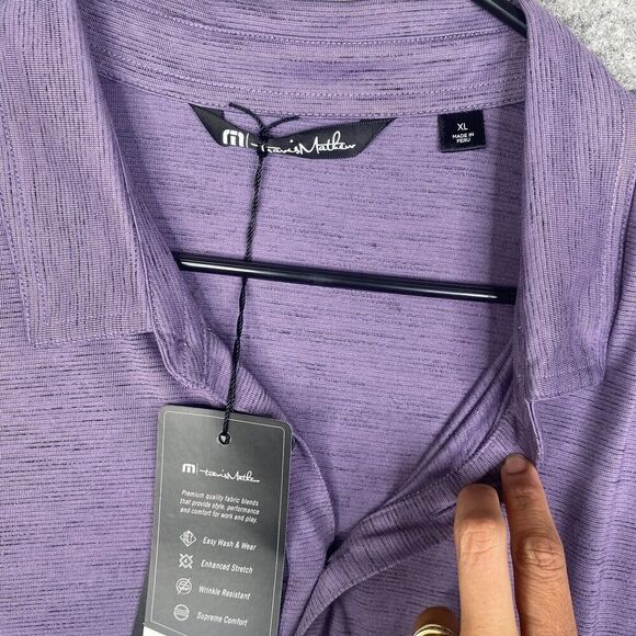 NWT Travis Mathew Auckland Slub Mens XL Purple Sage Short Sleeve Golf Polo Logo - Picture 6 of 9